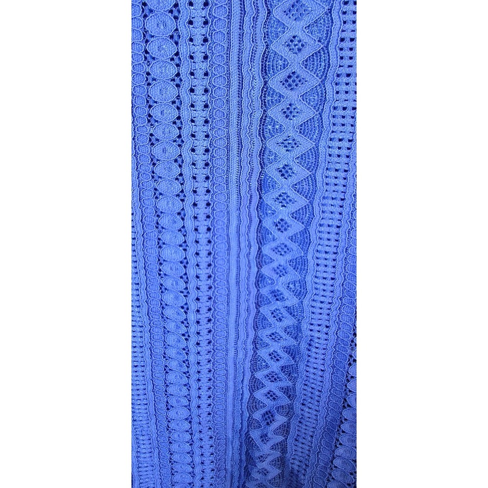 JM Collection Tunic Top Plus Size 3X XXX Blue Lace Overlay Keyhole Neck 3/4 Slvs - Picture 9 of 9